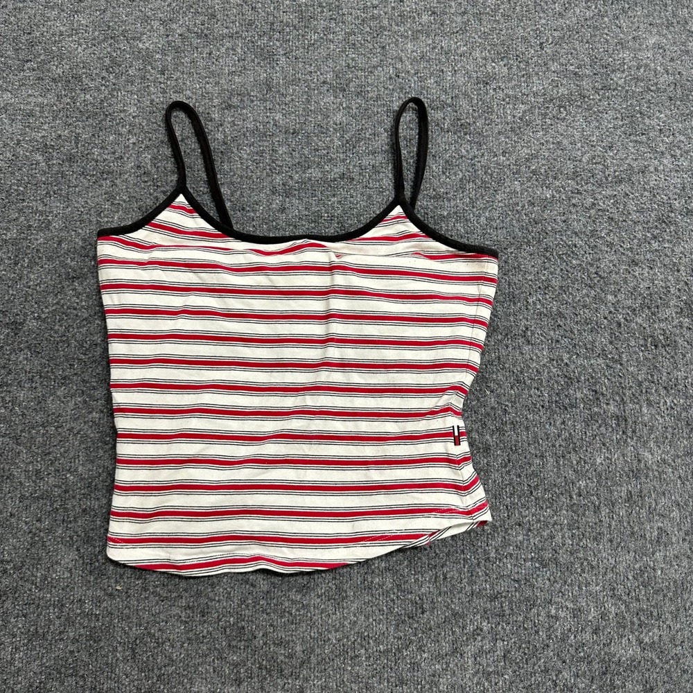 Tommy Jeans Cami Womens Size L Red White Striped Cotton Blend Spaghetti Strap